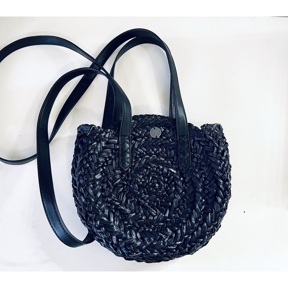 Billabong Braided Woven Circle Lined Bag Black Natural Beach Boho Hippy